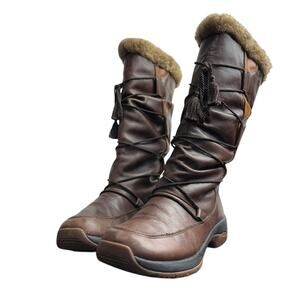 Women's Ulu Brown Leather Sherpa Lined Lace Up Boots - Size 8.5